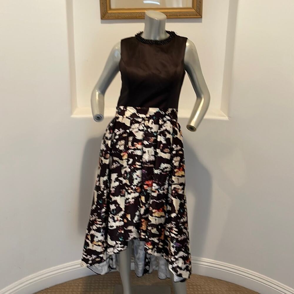 Principessa Bridal Black Printed Hi/Lo Fit & Flare Pleated Dress size 8